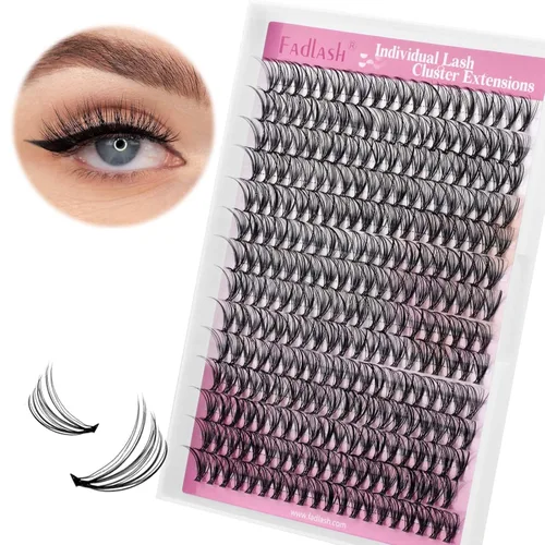 Miniatura 35 de Extensiones de pestañas en racimo 20D, bandeja mixta con pestañas individuales en racimo, de visón negro, para colocar en casa, maquillaje