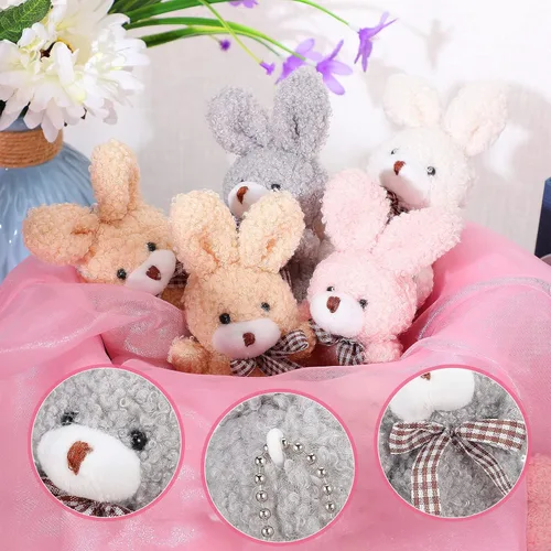 Miniatura 3 de Zomiboo - 12 piezas de mini conejito de peluche de 3.2 pulgadas, lindo animal de peluche a granel, pequeños conejitos suaves, juguetes de regalo