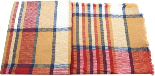 Miniatura 6 de Bufanda clásica de otoño e invierno para mujer, bufanda a cuadros con borlas, cálida, suave, gruesa, grande, bufandas
