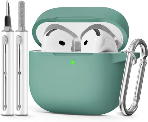Miniatura 7 de Funda para AirPods 4 2024, viene con kit de limpieza, funda protectora de silicona suave para fundas Apple AirPods de 4ª generación con llavero
