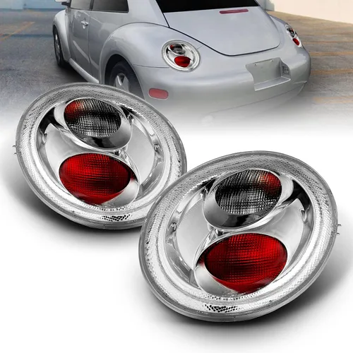 AmeriLite Luces traseras cromadas transparentes Altezza para Volkswagen Beetle 1998-2005 - lado del pasajero y del conductor Cromo