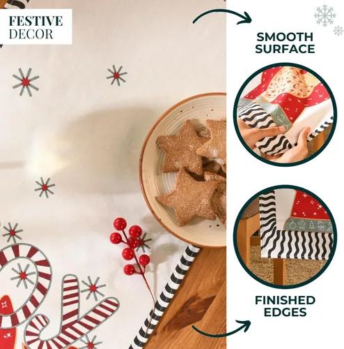 Miniatura 4 de Folkulture Camino de mesa navideño de 72 pulgadas de largo para decoraciones de mesa – camino de mesa rojo 100% algodón estilo rústico para café