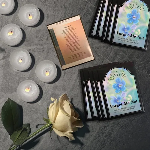 Miniatura 3 de 50 paquetes de semillas conmemorativas de Funeral Favors Forget Me Not - 50 paquetes de semillas individuales - Celebración de la vida - Recuerdos