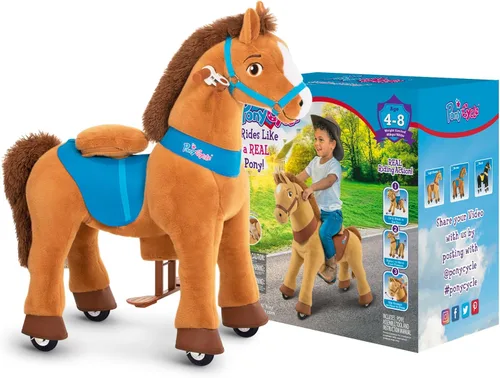 Miniatura 9 de PonyCycle Juguetes de Caballo para Montar para Niños Caballo Marrón Balancín Modelo Esencial E (con Freno/Altura de 35.4"/Tamaño 4) Pony para Montar