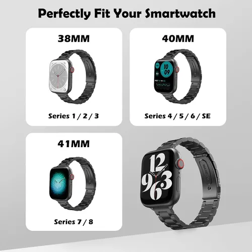 Miniatura 2 de MoKo Banda delgada compatible con Apple Watch Band Ultra3/2/1 49mm/Series 11/10/9/8/7/6/5/4/3/2/1/SE3/SE2/SE 46/45/44/42/41/40/38mm, correa de metal