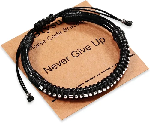 Miniatura 45 de Regalos inspiradores para hombres, pulseras con código morse, pulseras para hombre, regalos de graduación para él, Día del Padre, pulsera de cuero