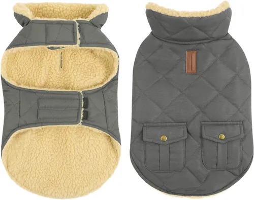 Miniatura 15 de Queenmore Abrigo de invierno para perro, chaqueta de vellón, ropa impermeable para perros para clima frío, acolchado de algodón grueso y cálido, Rosa