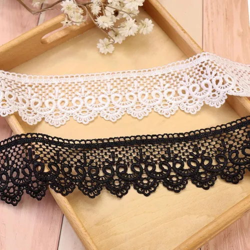 Miniatura 4 de Cinta de encaje negro de 5 yardas de Venecia para coser ropa, decoración de fiesta en el hogar