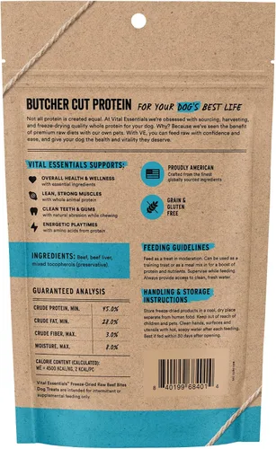 Miniatura 2 de Vital Essentials Beef Bites Golosinas para Perros, 6.2 oz Liofilizado Crudo Proteína Única Golosinas de Entrenamiento de Calidad Premium