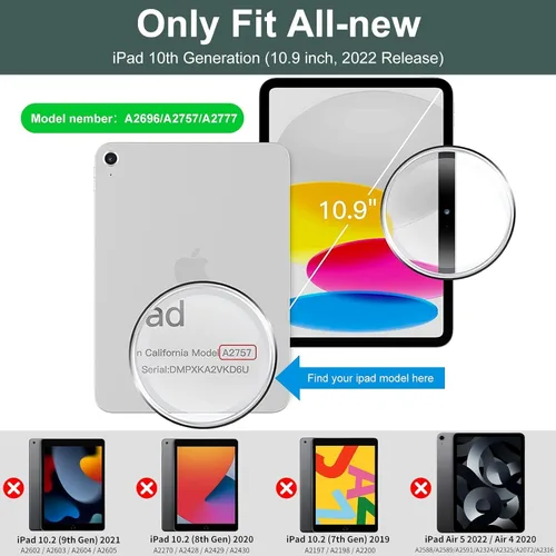 Miniatura 3 de DuraSafe Cases para iPad de 10.9 pulgadas 2022 10ª generación A2696 MPQ13LL/A MPQ33LL/A MPQ03LL/A MPQ23LL/A A2757 MPQ93LL/A MPQC3LL/A A2777 B. Noche