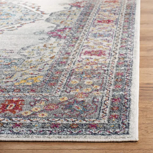 Miniatura 4 de SAFAVIEH Evoke Collection EVK250A - Alfombra de pasillo, 2 pies 2 pulgadas x 7 pies, color crema y fucsia, diseño oriental Shabby chic, no desprende
