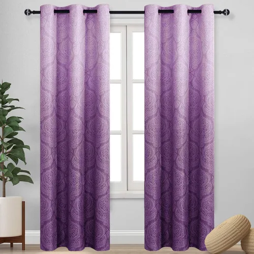 Miniatura 43 de DWCN - Cortinas blackout para dormitorio, diseño de damasco con aislamiento térmico y ojales, para sala de estar, juego de 2 paneles de cortina Gris