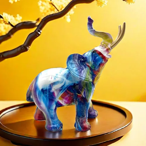 Escultura colorida de elefante estatua frgurina para el hogar, oficina, sala de estar, decoración de escritorio, figuritas de jardín, decoración de