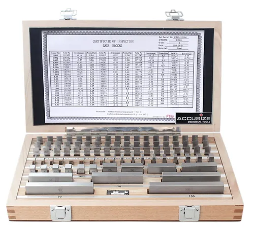 Accusize Industrial Tools Juego de bloques de calibre métrico de 87 piezas, grado 2, estándar alemán DIN861 con certificado MFG, 0087-2160