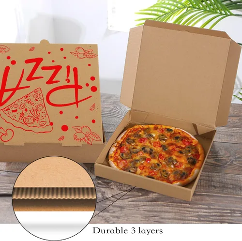 Miniatura 2 de 15 piezas de cajas de pizza, 7.3 x 7.3 x 1.6" Cajas de pizza corrugadas de cartón kraft, contenedores para llevar, cajas de embalaje para regalos
