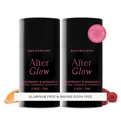 Each & Every Desodorante sin aluminio para mujeres y hombres, frambuesa y mandarina, desodorante natural para pieles sensibles, verificado por EWG,