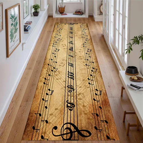 Miniatura 13 de Alfombra musical vintage, 2 x 8 pies, estilo retro, teclas de piano, notas musicales, notas musicales, alfombras de pasillo largas, suaves