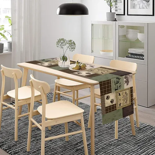 Miniatura 4 de Camino de mesa rústico de oso, estilo campestre, pino, alce, vida silvestre, para decoración del hogar, cocina, mesa de comedor, 13 x 36 pulgadas
