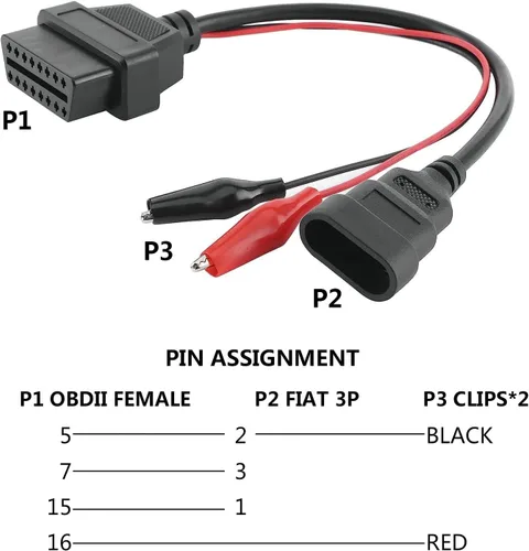Miniatura 2 de Fiat Alfa Lancia Profesional Auto Car Diagnóstico Conector 3 Pin a 16 Pin OBD2 Adaptador Cable Herramienta de Reparación