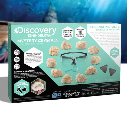 Miniatura 8 de Discovery Kit de geoda de cristal misterioso, 10 geodas de cuarzo real, incluye gafas, lupa y soportes de exhibición, juguete educativo de geología