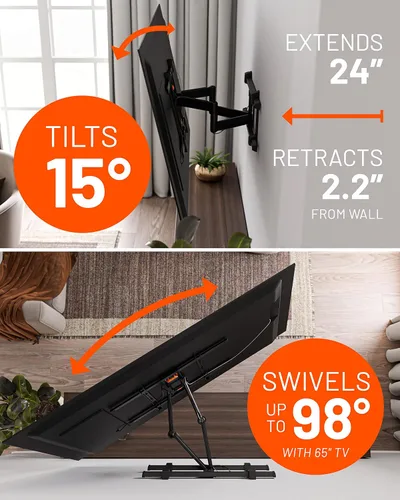 Miniatura 3 de ECHOGEAR Soporte de pared XL para TV de movimiento completo, soporte universal para televisores grandes de hasta 90 pulgadas - Articualtion suave