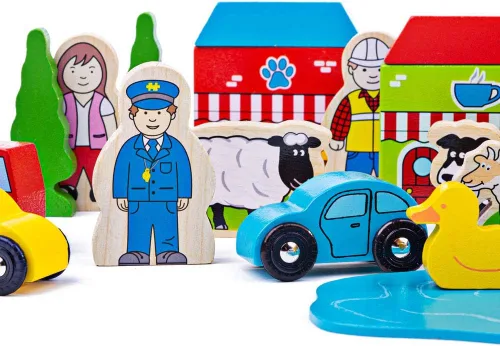 Miniatura 2 de Bigjigs Rail Juego de accesorios Trackside - Juego de tren de madera Accesorios Multicolor