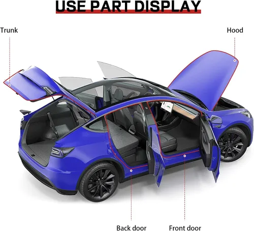 Miniatura 5 de Tira de sellado para puerta de automóvil, 39.3 pies de largo, autoadhesiva, tira de sellado climático de puerta de goma automática con doble