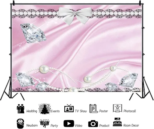 Miniatura 3 de Leyiyi Fondo de fotografía de joyería de lujo de 5 x 3 pies con diamantes brillantes para collar, adornos, cinta, moda, dama, telón de fondo