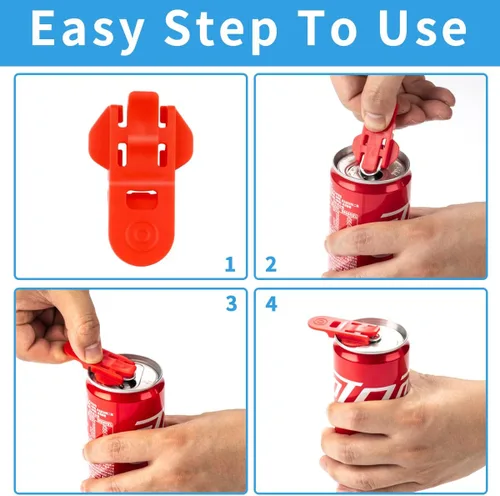 Miniatura 3 de Abrelatas fácil, 6 piezas de abrelatas de cerveza de soda de color y protector de cubierta de latas de bebidas, escudos de plástico de alta calidad.