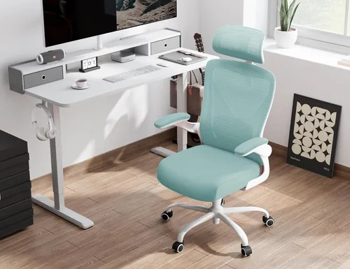 Miniatura 8 de Silla de oficina ergonómica con soporte para el respaldo, silla ergonómica para computadora, sillas de escritorio de oficina en casa, asiento ancho