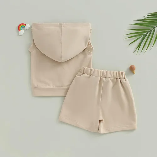 Miniatura 7 de Conjunto de ropa de verano para bebé niño y niño, diseño a cuadros, manga corta, sudadera con capucha y pantalones cortos casuales