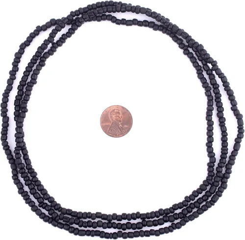 Miniatura 2 de TheBeadChest - Cuentas de vidrio Java negro (0.157 in, hilo de 48 pulgadas)