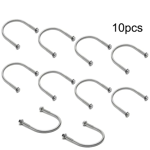 Miniatura 4 de Bettomshin 10 pernos en U 304SS, 2.36 pulgadas (2.362 in) de ancho x 1.18 pulgadas de longitud de rosca, pernos en U curvados redondos M6 w