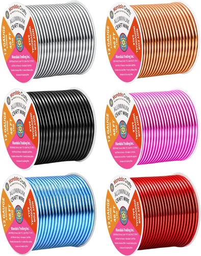 Miniatura 398 de Mandala Crafts - Alambre de aluminio anodizado de 8 calibre para hacer joyas - 9.75 m de alambre flexible negro colorido - Flexible para bonsái