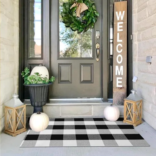Miniatura 29 de IOHOUZE Alfombra Rayada Gris y Blanca - 27.5" X 43" Tapetes para Puerta Delantera al Aire Libre, Alfombra Lavable para Decoración de Porche