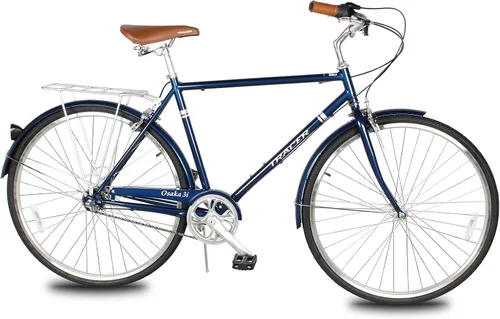 Miniatura 22 de Tracer Osaka - Bicicletas híbridas, marco de acero, Shimano Nexus Inter 3/7 velocidades, agarre marrón asiento marrón, bicicleta de carretera, Rojo