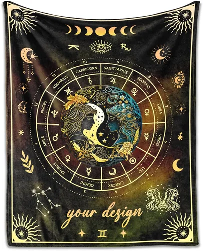 Miniatura 10 de Manta Acuario para Regalos, 40" x 30" Manta Rectangular de Franela del Zodiaco Acogedora, Regalo para Niños Niñas Adolescentes Mujeres Hombres