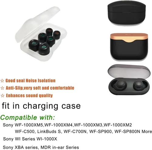 Miniatura 4 de Luckvan Auriculares de espuma viscoelástica para Sony WF-C500/LinkBuds S Auriculares Consejos Sony WF-1000XM4/1000XM3 WF-1000XM5 WF-XB700 WI-1000X
