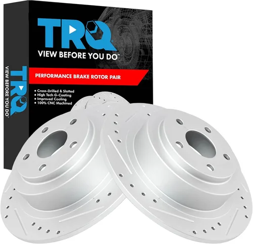Miniatura 223 de TRQ Juego de rotores de freno de rendimiento trasero con revestimiento G premium compatible con Mazda 6 2014-2021