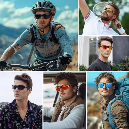Miniatura 2 de Gafas de sol deportivas polarizadas para hombres y mujeres, envolventes alrededor de medio marco, ciclismo, pesca, ciclismo, correr, gafas de sol
