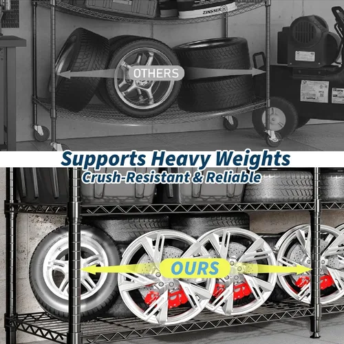 Miniatura 8 de GarveeLife 4 Tier Storage Shelving Unit, 70.8" W Metal Shelves, 59" H L-Shaped Wire Shelving, Heavy Duty Pantry Shelves for Home, Kitchen, Garage