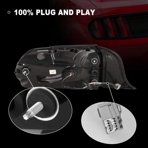Miniatura 5 de Nixon Offroad Conjunto de luces traseras LED para Ford Mustang 2015-2023, estilo Euro, par de luces traseras LED Mustang con intermitentes