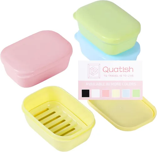 Miniatura 8 de Quatish Soporte para jabón, contenedor de jabón de viaje con tapa, estuche de jabón de barra portátil, caja de jabón a prueba de fugas