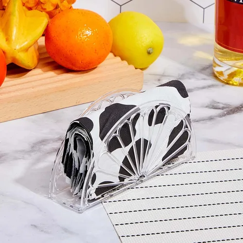 Miniatura 3 de Suclain 24 servilleteros de plástico con diseño de abanico de pañuelos, organizador independiente con forma de soporte de papel para cocina