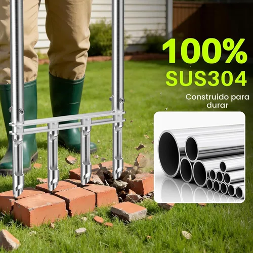 Miniatura 3 de Herramienta aireadora manual para césped – Aireador de núcleo de acero inoxidable SUS304 ajustable para césped, herramienta de aireación de patio