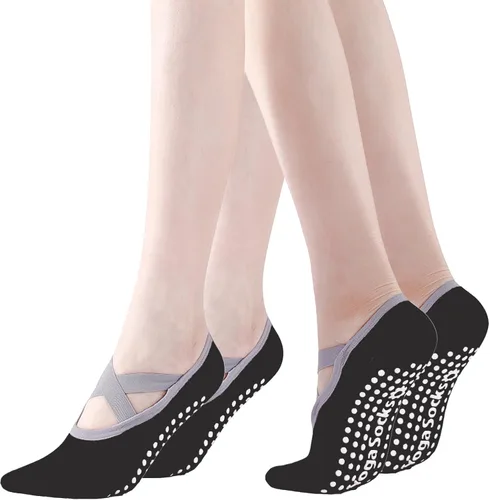 Miniatura 20 de Calcetines de yoga con agarre antideslizante para mujer, talla única, para fitness, deporte, danza de calcetines
