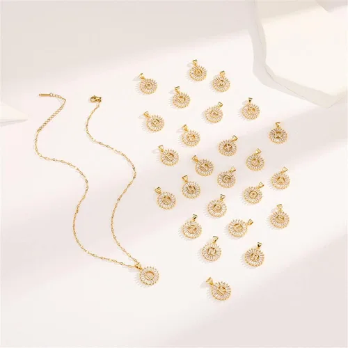 Miniatura 3 de Ailiessy Delicados collares con dije de inicial redonda, circonita hueca, collar de letras huecas para mujeres, adolescentes, regalos del día