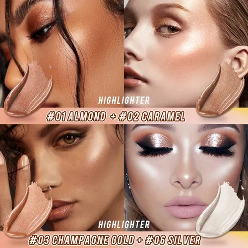 Miniatura 3 de Kit de maquillaje en barra de contorno de crema de 2 piezas, resaltador brillante y bronceador, varita de contorno de barra bronceadora, resistente