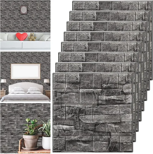 Tinlade 30 piezas 28.81 pies cuadrados Paneles de pared 3D para despegar y pegar, papel tapiz de ladrillo de espuma autoadhesivo, paneles de pared