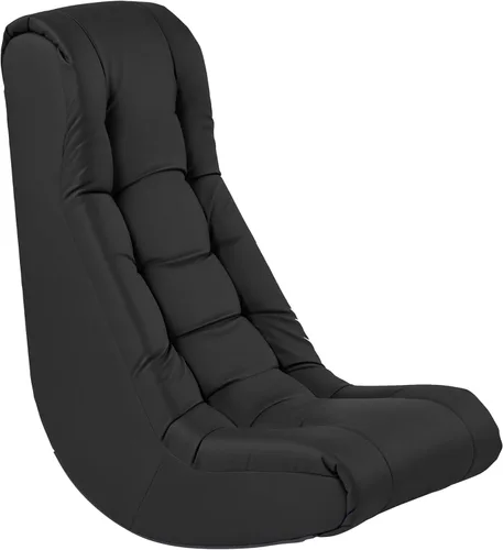 Factory Direct Partners Mecedora de Suelo Suave con Mechones - Silla Acolchada de Suelo para Niños, Adolescentes y Adultos - Ideal para Leer, Negro
